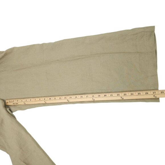 Chicos Linen Pants Women Size 1 US M/8 MId Rise Wide Leg Slash Pockets Tan Khaki - Picture 5 of 16